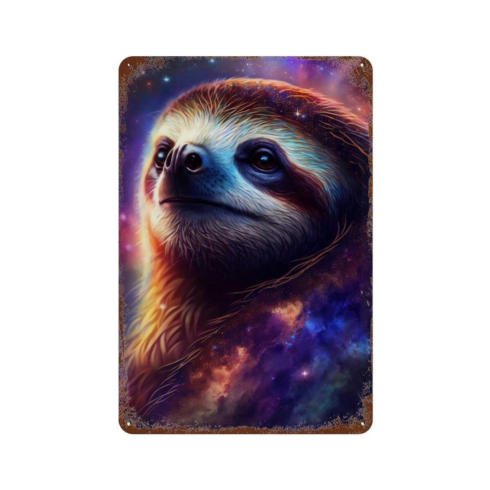Cosmic Sloth Portrait-7 Retro Metal Sign 11.8"x7.9", for Bistro, Counter And Cafe Decor, Rustic Home Decor