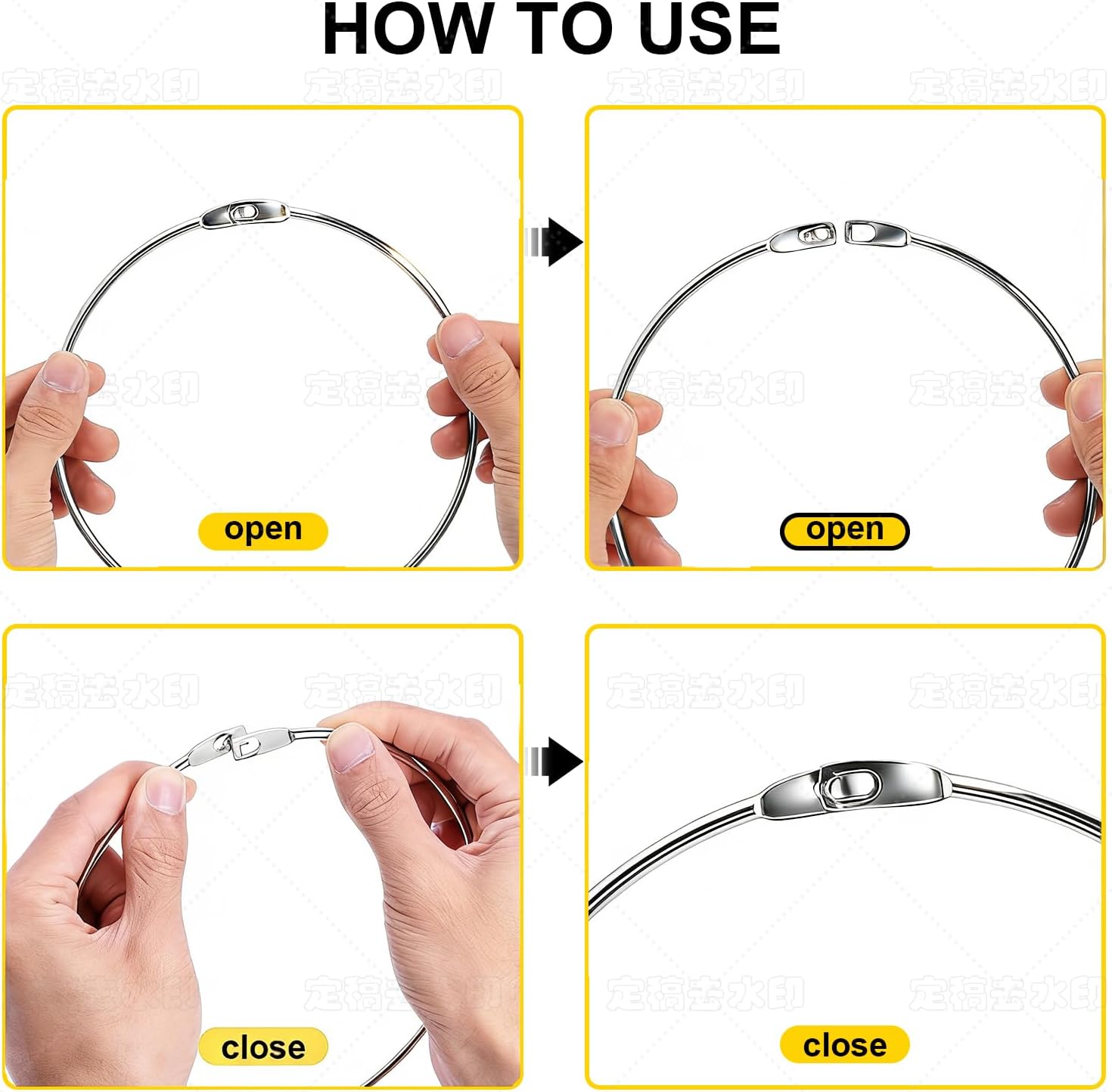 Metal Rings Wrench Organizer, 6 Inch, Large Key Ring Hoop Heavy Duty Large Binder Rings Easy to Open and Close, 4 Pack, for Bib Vests Craft Index Card Dream Catcher Key