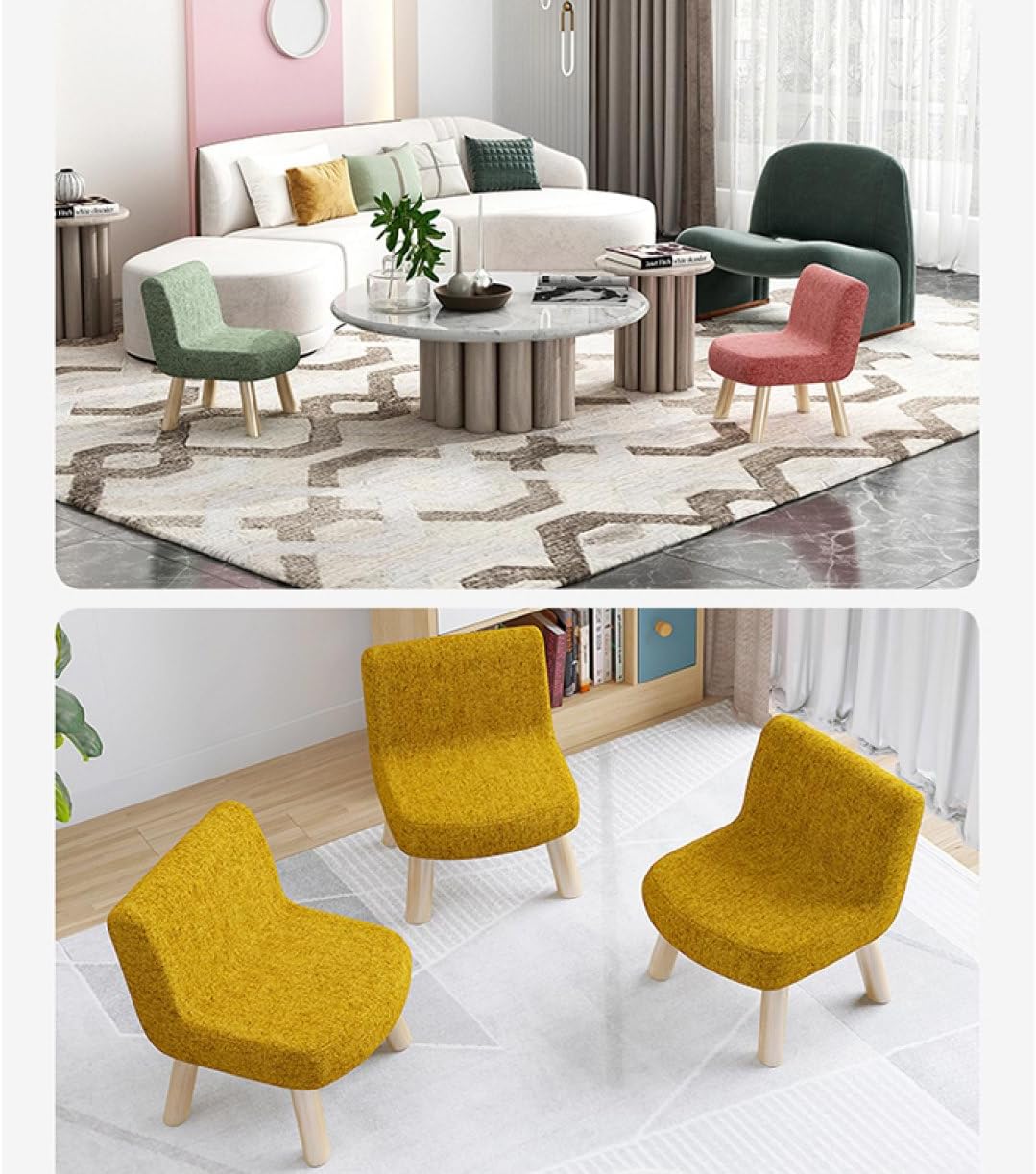 スツール ファブリック スツール イエロー スクエア ミニサイズ フット