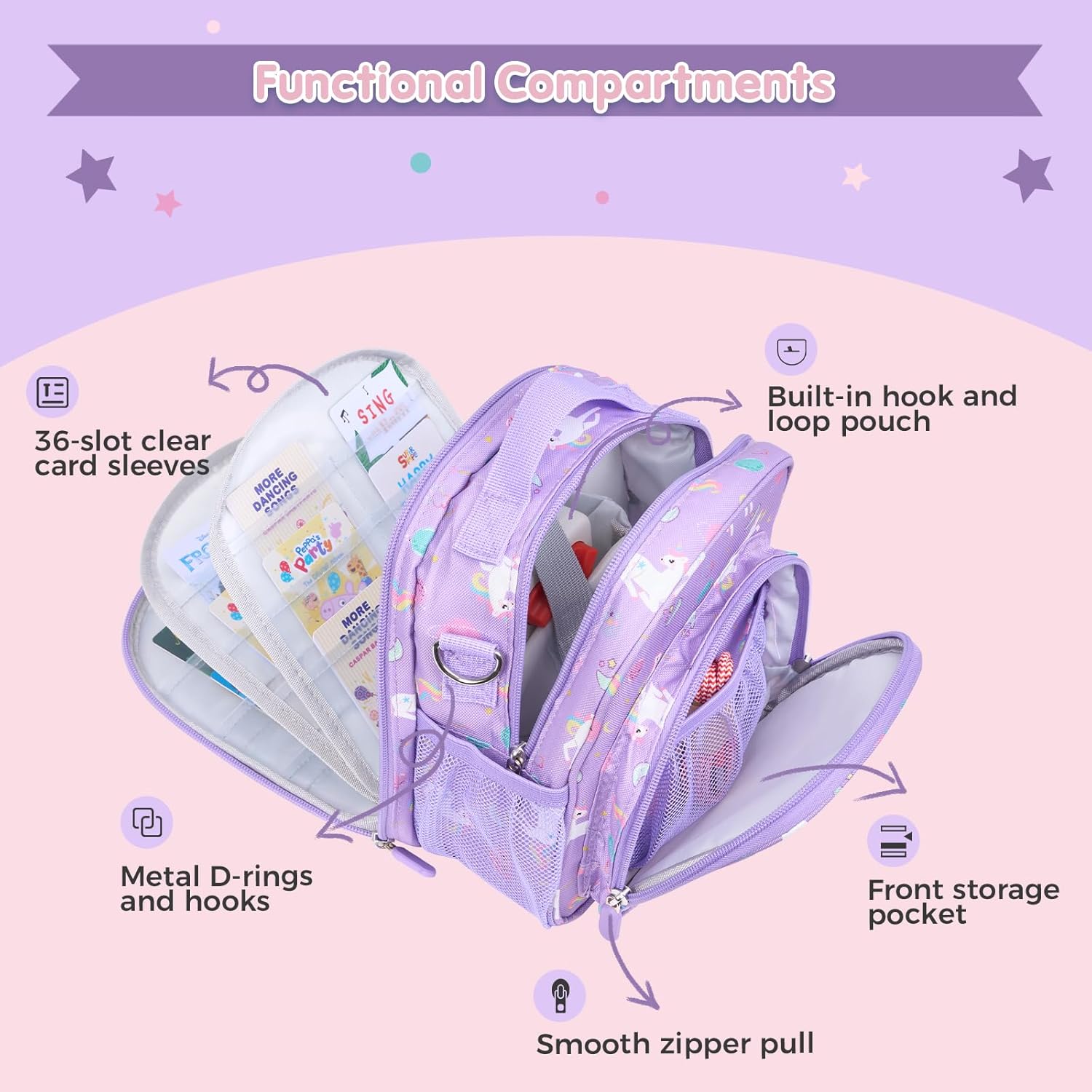 Hautton Travel Case Compatible with YOTO Mini, Carrying Case Portable Storage Bag for Audio Music Player, Headphones, Audio Cards and Accessories, Gift for Kids -Purple - Image 4