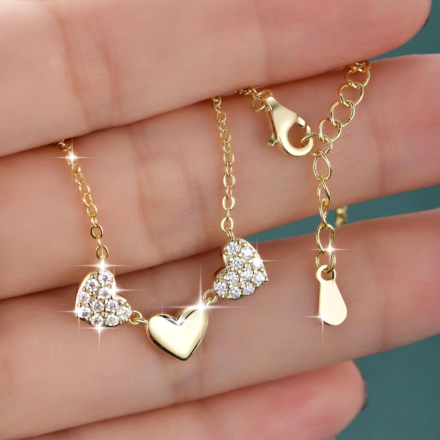 Heart Moissanite Pendant Necklace, 0.3CTTW D Color VVS1 Moissanite 14K Gold Plated Eternal Heart Pendant for Women Mom Birthday Jewelry Gifts - Image 5