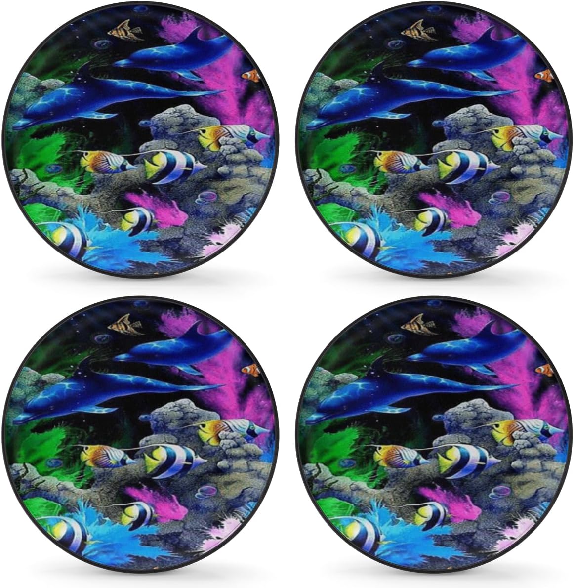 Tropical Fish Tire Covers Portable Spare Tire Cover Soft Durable Waterproof Dustproof Set of 4 Bags 14 Inches for Car Truck SUV Trailer Camper