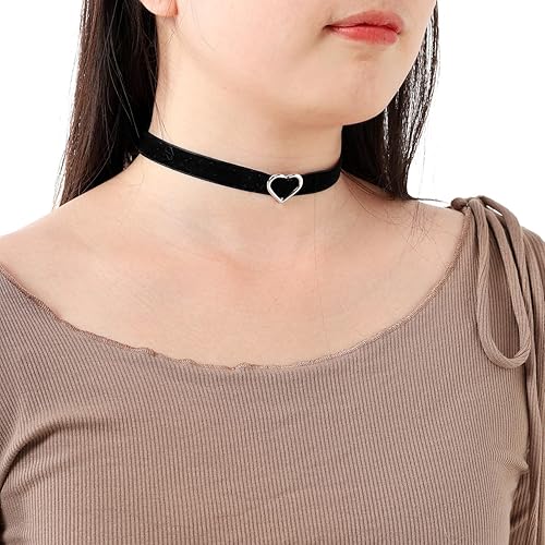 Eigso 6-10 Pcs Gothic Velvet Ribbon Chokers Necklaces for Women Men Gothic Tattoo Lace Adjustable Choker Set(A5 : 3 Pcs Black)