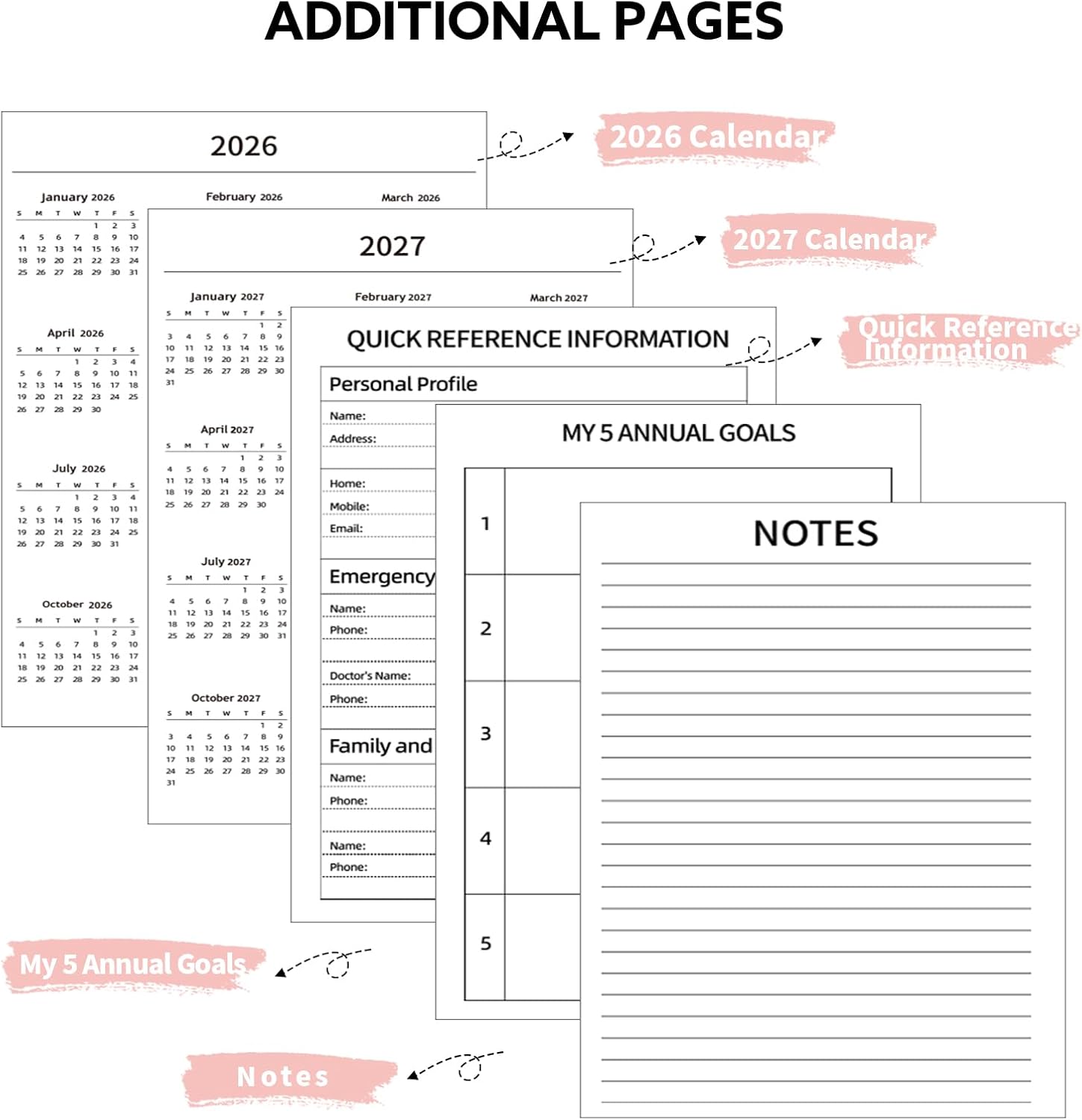 2026-2027 Weekly & Monthly Planner Academic Planner, A4 8.5" x 11", Pink image 5