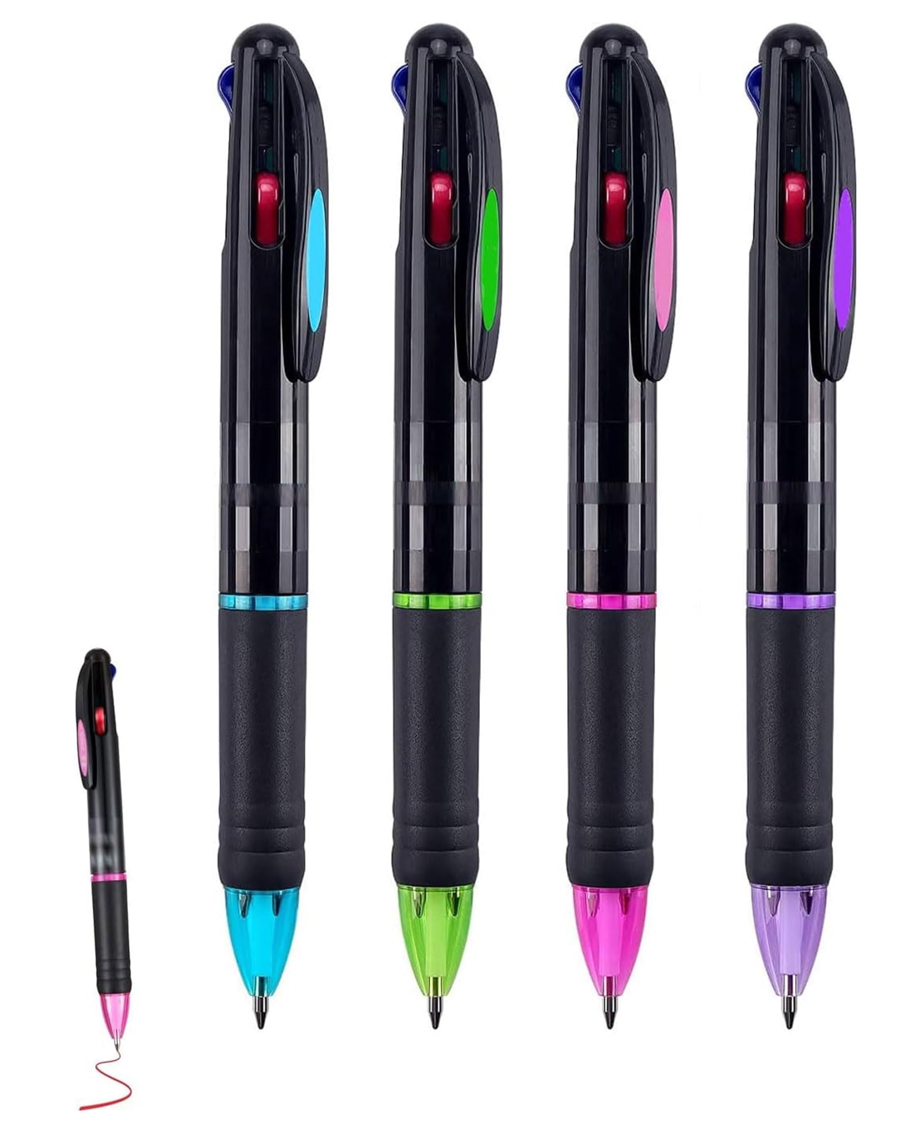 4Pcs Bolígrafos de Multicolor, 4-en-1 Multicolor Bolígrafos de Bola Retráctiles, para Oficina, Suministros Escolares, Regalo para Regalos Cumpleaños Personas