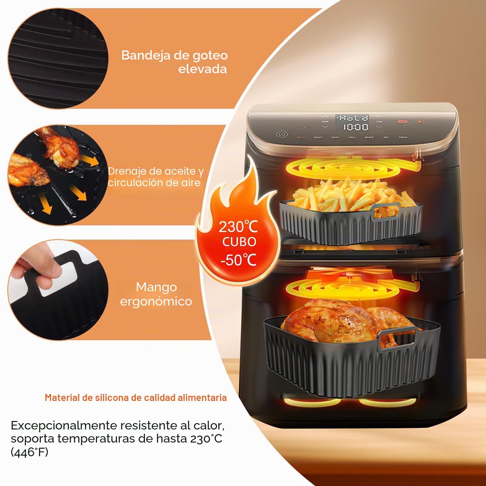 Accesorios para Cosori Turbo Tower/Pro/Smart Freidora de Aire Caliente, 16 Piezas de Accesorios para Freidora de Aire Caliente 6,5 l/4,3 l, Accesorio de Silicona para Freidora de Doble Pila