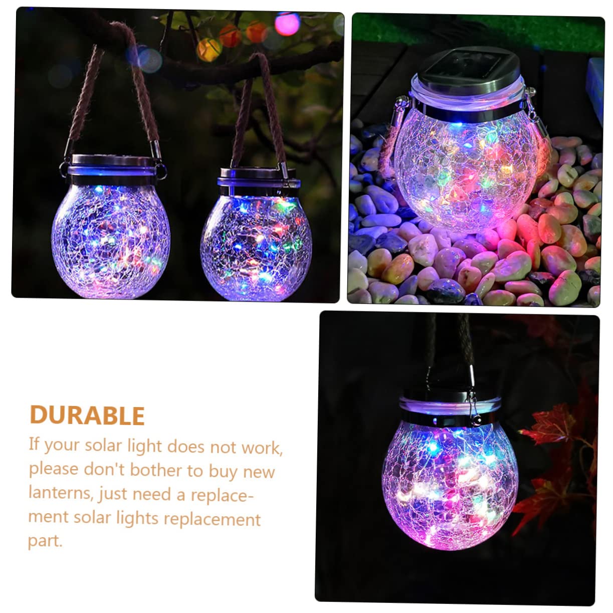 Balacoo 2-Pack Solar Replacement Lids For Mason Jars – Stainless Steel, IP55 Waterproof, Colorful LED, Garden & Patio Decor