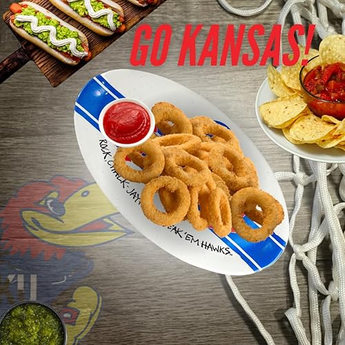 Miniatura 6 de Magnolia Lane Kansas Jayhawks - Plato ovalado de melamina resistente de 12 pulgadas para fiesta en el estacionamiento, barbacoas, junto a la