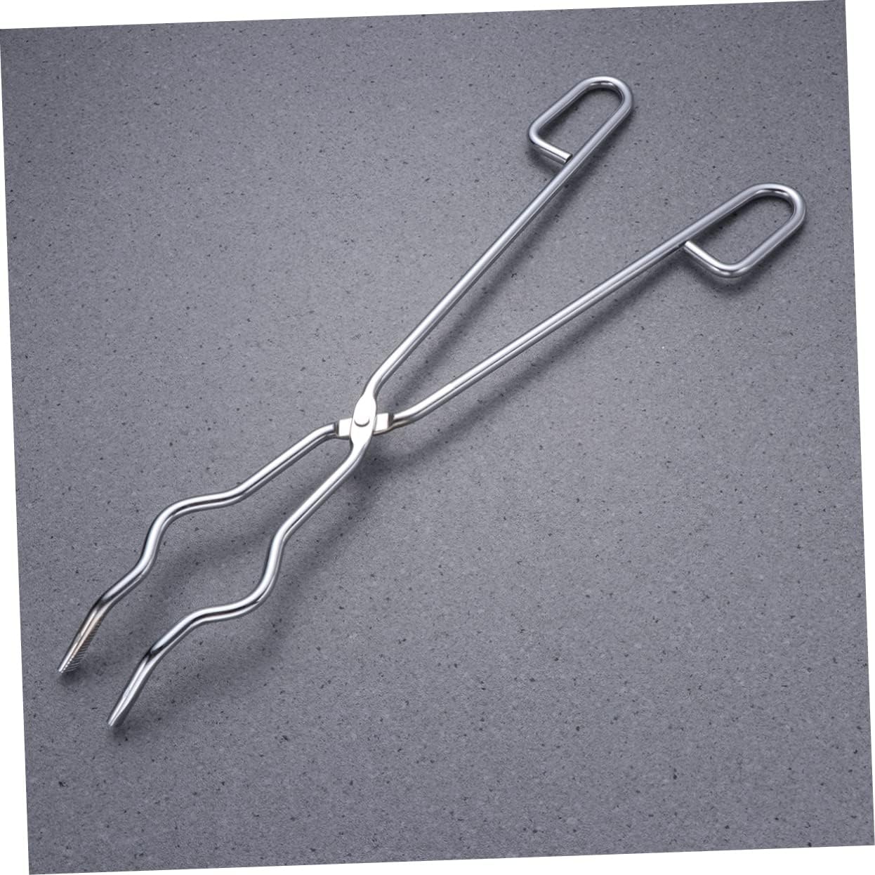 Chromium Plated Steel Beaker Tongs Anti-slip Handle Crucible Clamp for Laboratory and Chemistry Experiments Silver