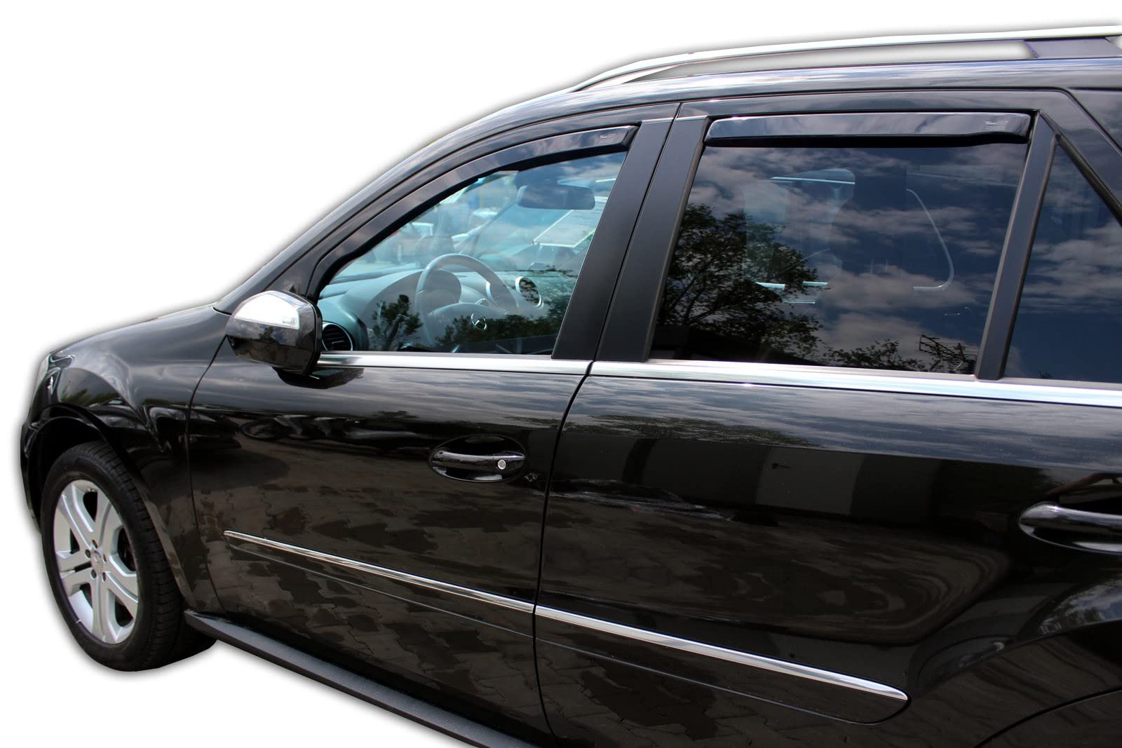 J&J AUTOMOTIVE Windabweiser passend für Mercedes ML Klasse W164 5-Türer 2005-2012 4tlg, Heko Regenabweiser Vorne Hinten Getönt Dunkel Passform