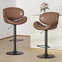 Vista 9 de Soohow Juego de 2 taburetes de bar ajustables, ergonómicos y modernos con respaldo para isla de cocina, taburete de bar de piel sintética