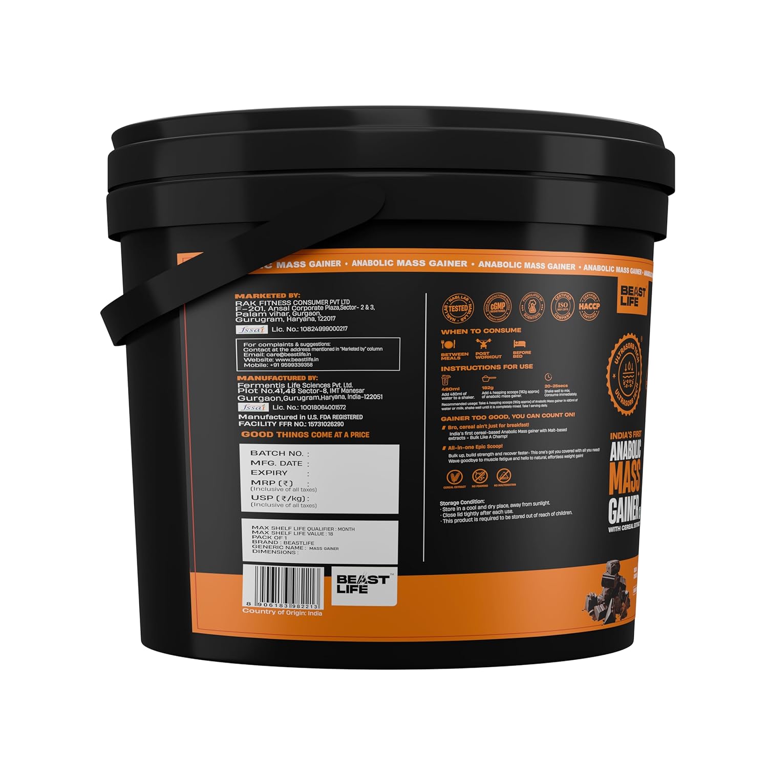 Beast Life High Protein Mass/Weight Gainer | 5 Kg | Belgian ...