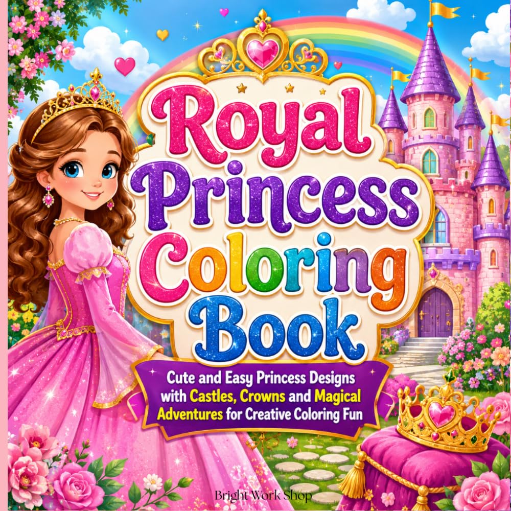 Royal Princess Coloring Book: Cute and Easy Princess Designs with Castles, Crowns and Magical Adventures for Creative Coloring Fun
