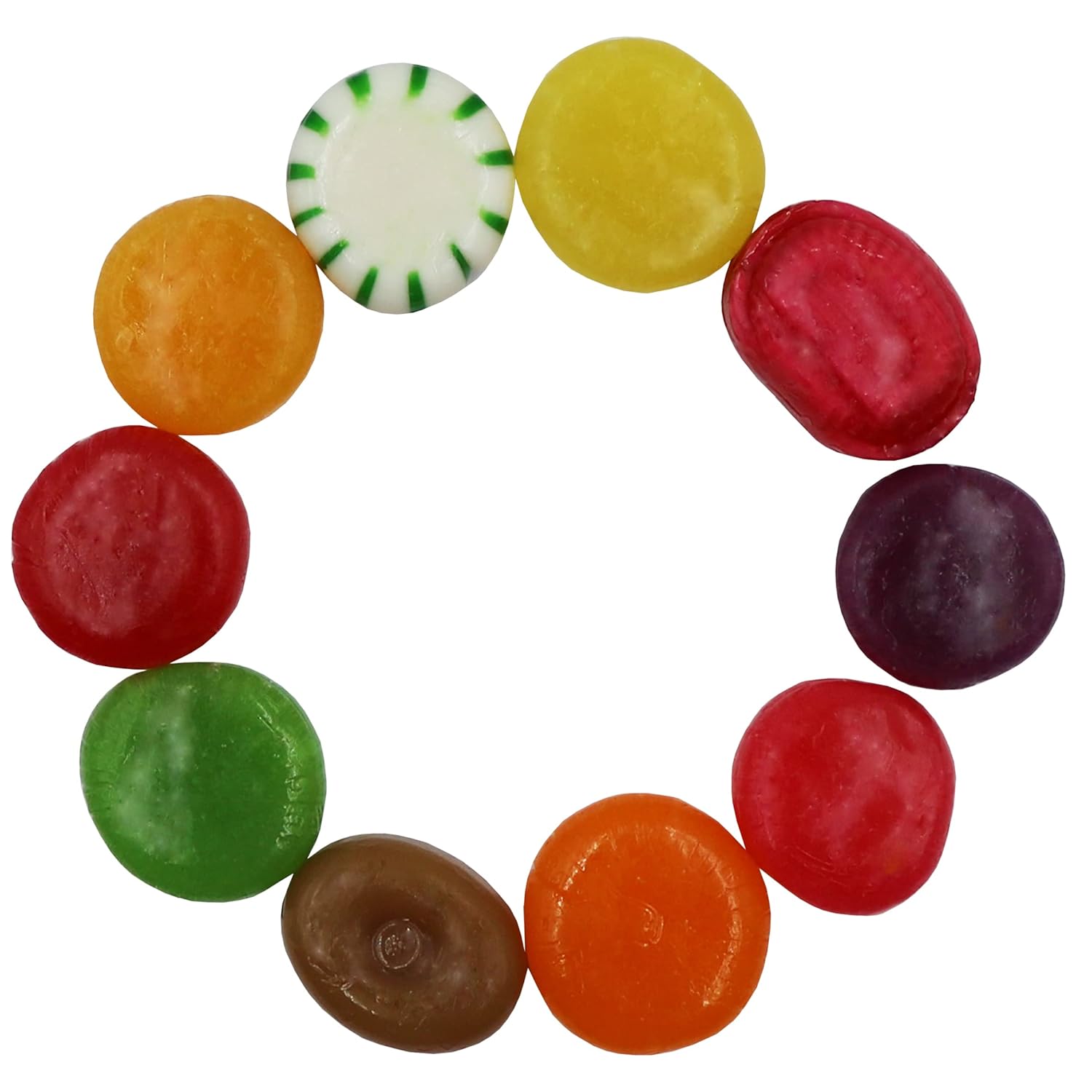 Fruit Disc Hard Candy, Pineapple, Strawberry, Green Apple, Grape Flavor, Cinnamon, Butterscotch & Peppermints, Assorted Fruit Buttons Hard Candy 5 Lb (Fat Free)