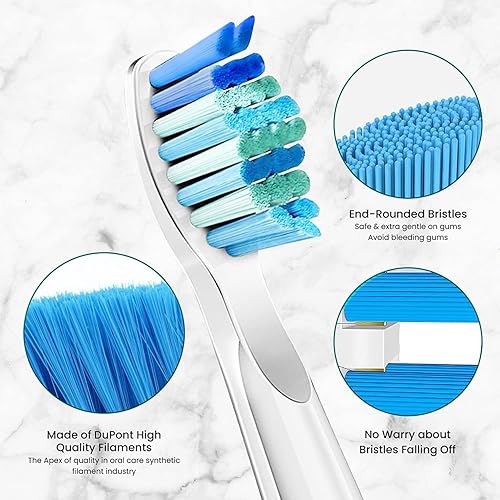 Miniatura 6 de Cepillos de dientes de repuesto medianos y suaves compatibles con cepillos de dientes Fairywill FW-D7D85075089179595155512011, paquete de 5, color