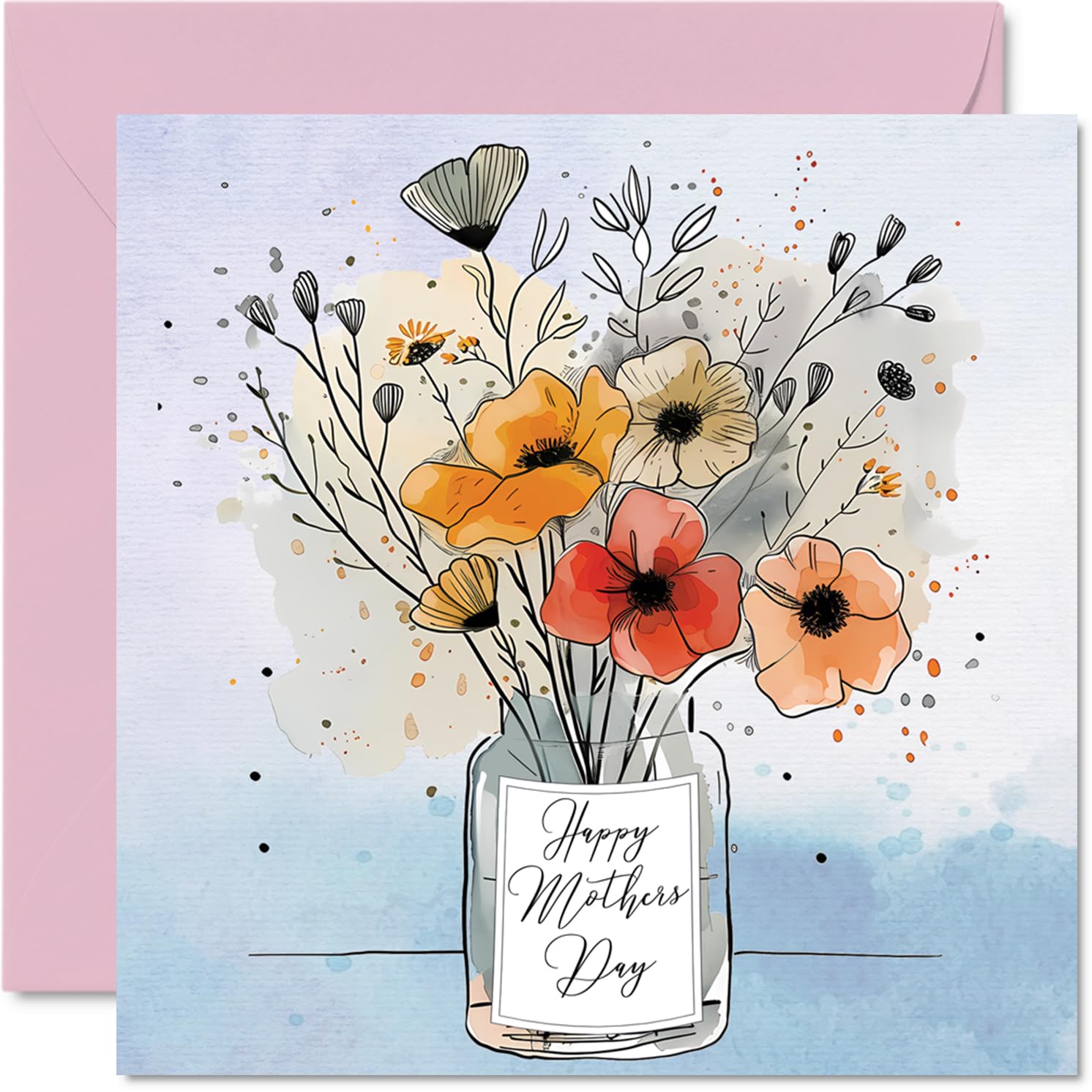 Heartfelt Mothers Day Cards for Mum - Pretty Flowers - Happy Mother's Day Card for Mum from Daughter Son, Gifts Mum, 145mm Seasonal Greeting Cards Mama Mummy Mom