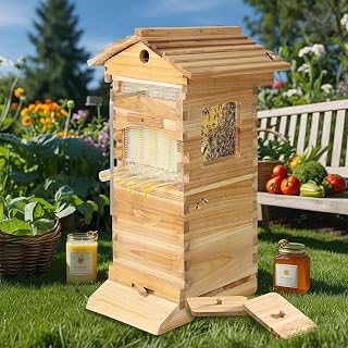 Flow Bee Hive Starter Kit – Self-Flowing Honey Beehive, Complete Automatic Beekeeping Box Set for Beginners – with 4 Frames & 6 Honeycomb Trays, with All Essential Accessories