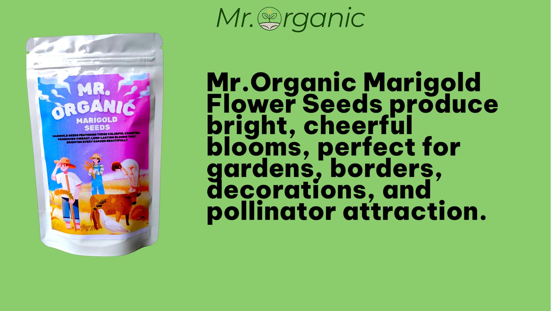 Mr.Organic Marigold Seeds - Vibrant Garden Blooms -2 Mr.Organic Marigold Seeds - Vibrant Garden Blooms -2