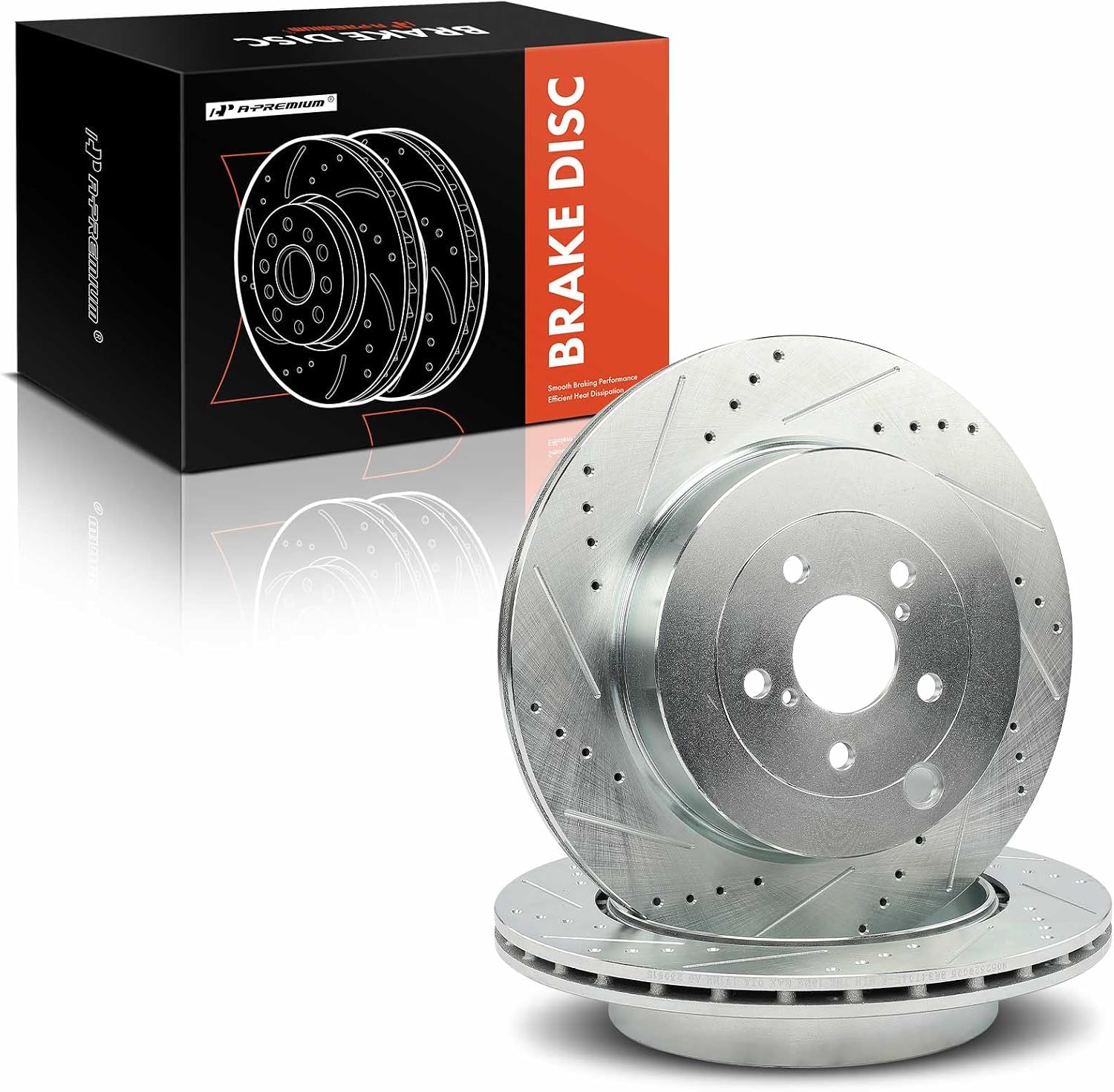 A-Premium 12.44 inch (316mm) Rear Drilled and Slotted Disc Brake Rotors Compatible with Select Toyota and Subaru Models - BRZ 2017-2020, 86 2019-2020, 2.0L, 2-PC Set