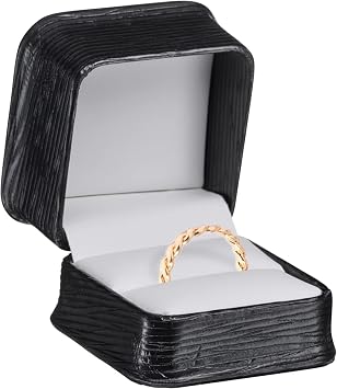 Exquisite Leather Ring Box - Ring Case Holder for Engagement Proposal & Wedding Day Ring - Small Jewelry Gift Box for Men & Women - Cream Leather Interior with Matching outer Box
