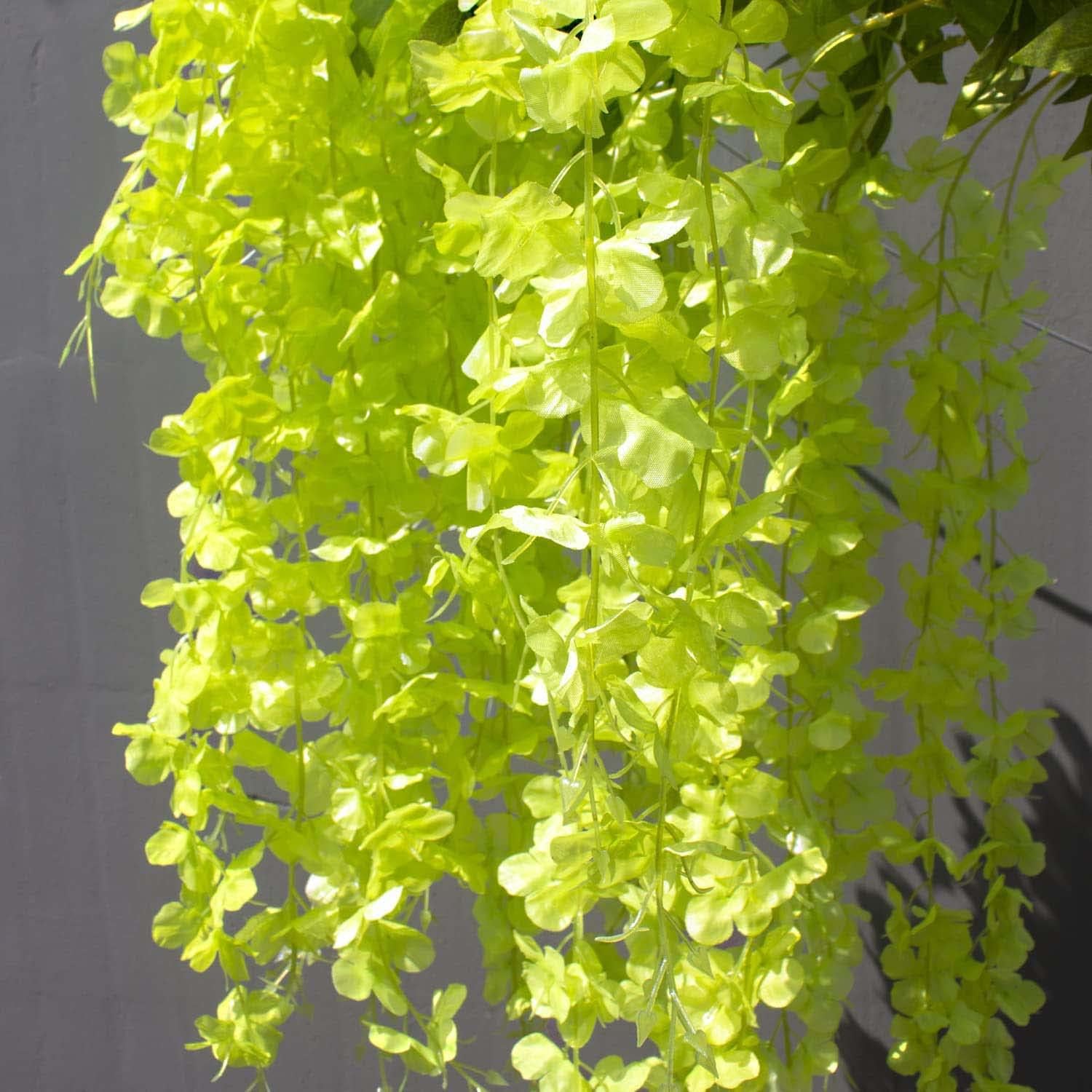 Water Proof Hanging Artificial Wisteria Flower Strings_Pack of 6_Light Green Color_110 Cms_for Wedding_Party_Home_Ceiling_Balcony_Office_Wall Decor WF5