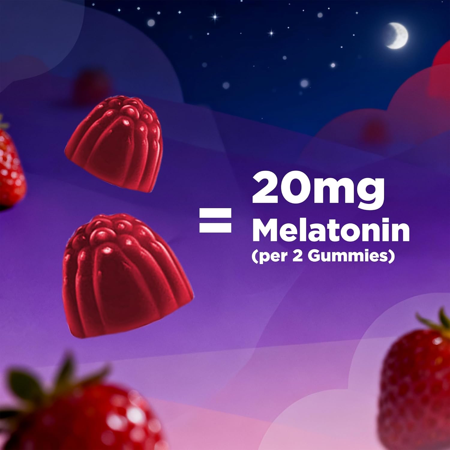 Vitamatic Melatonin 20 mg Gummies for Adults, 30 Servings - 60 Vegetarian Gummies - Non-Habit Forming Supplement
