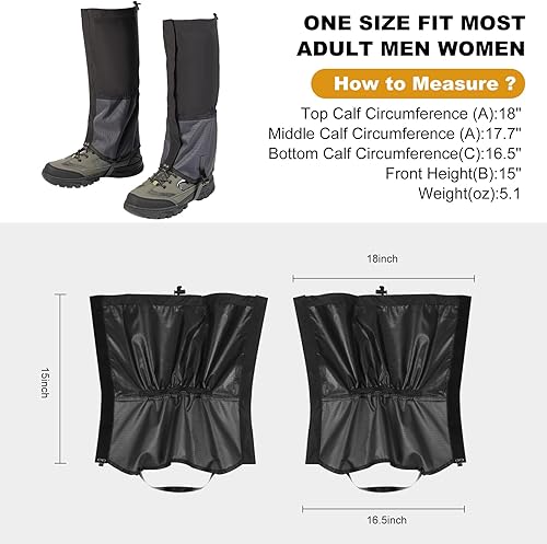 Miniatura 5 de Waterproof Trail Gators for Hiking Boots Adjustable Ankle Leg Gaiters for Men Women Shoe Gaiters Snow Boot Covers Snowshoeing