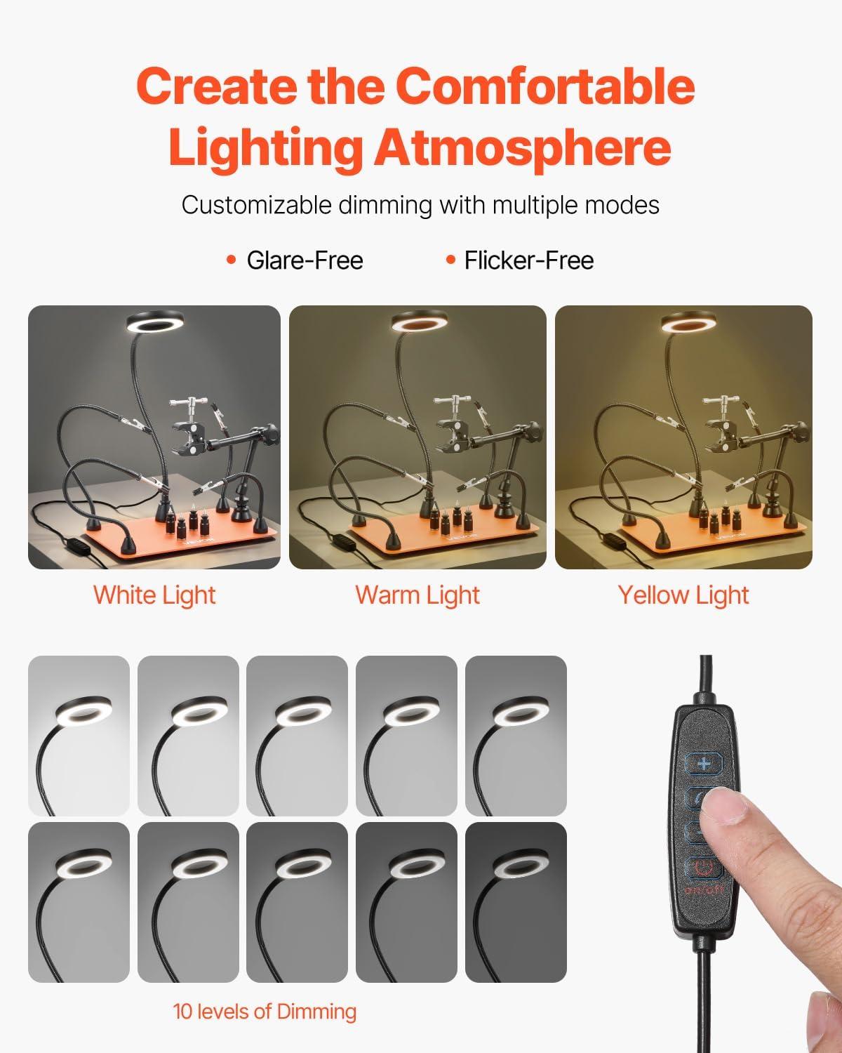 VEVOR Magnetic Helping Hands Soldering Station, Third Hand Soldering Tool with Gooseneck LED Magnifying Lamp, 4 PCB Holders & 360 Hot Air Gun Holder for Electronic Repair Craft Hobby