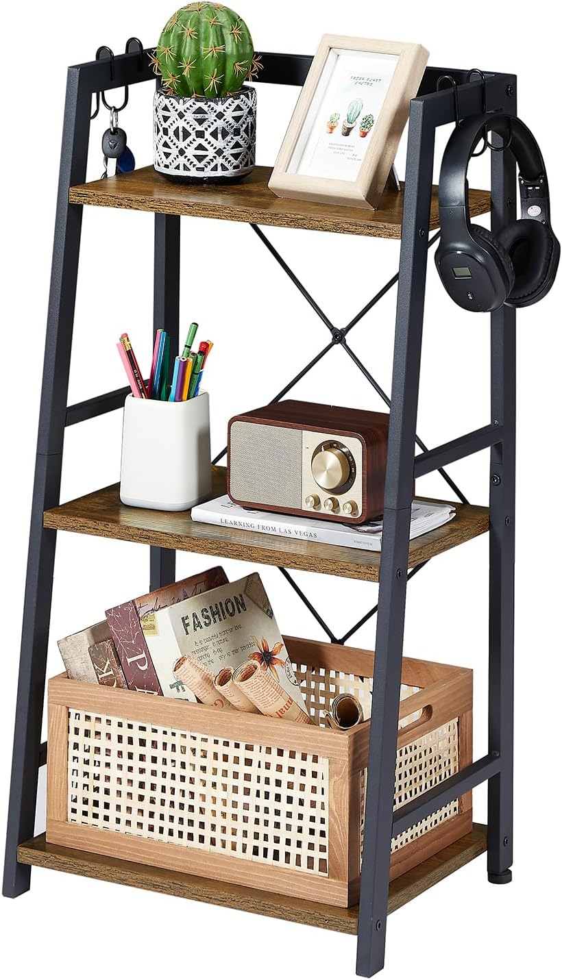 EYOCAL 3-Tier Bathroom Ladder Shelf, Standing Tower Shelf Bookcase Freestanding Tower for Living Room Home and Office