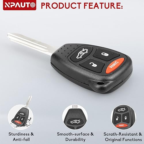 Miniatura 4 de NPAUTO Llavero de repuesto para Jeep Commander 2006-2007, Grand Cherokee 05-07, Chrysler 300 2005-2007, Dodge Charger 06-07, Durango 07-09 Control
