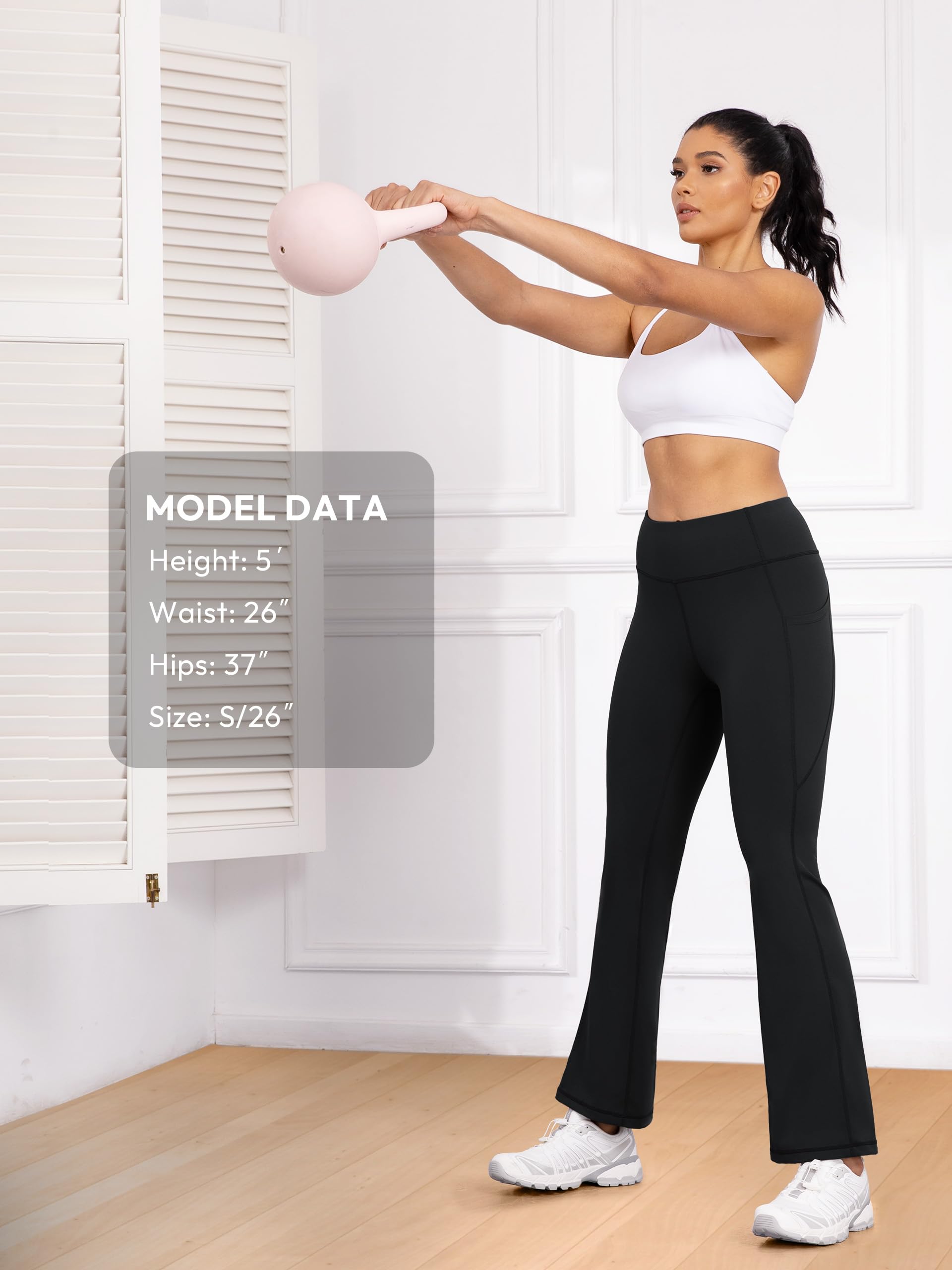 Tapata Petite Bootcut Yogahose für Damen, 66 cm/71,1 cm Schrittlänge, hohe Taille, Workout-Leggings mit Taschen