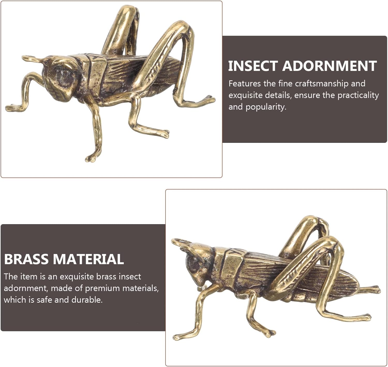 Toyvian Brass Cricket Ornament Vintage Style Small Desk Decor Figurine Unique Office Home Accent 0.78X1.25X0.78 Inches image 5