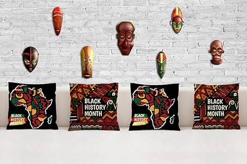 Miniatura 2 de Nepnuser Juego de 4 fundas de almohada del mes de la historia negra de 18 x 18 pulgadas, decoración afroamericana de febrero para cama, sofá,