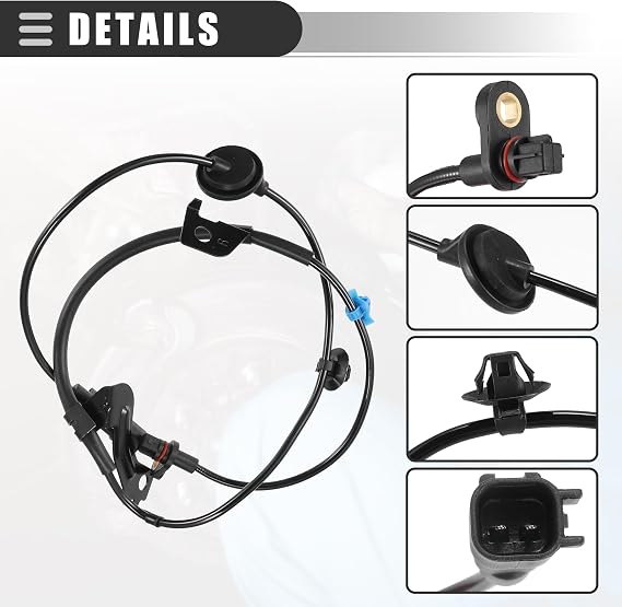 Motoforti Rear Left Right ABS Sensor, Wheel Speed Sensor, for Mitsubishi Lancer 2008-2013, Plastic, No.4670A579/4670A580, Black, 2 Pcs