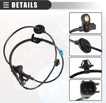 Motoforti Rear Left Right ABS Sensor, Wheel Speed Sensor, for Mitsubishi Lancer 2008-2013, Plastic, No.4670A579/4670A580, Black, 2 Pcs