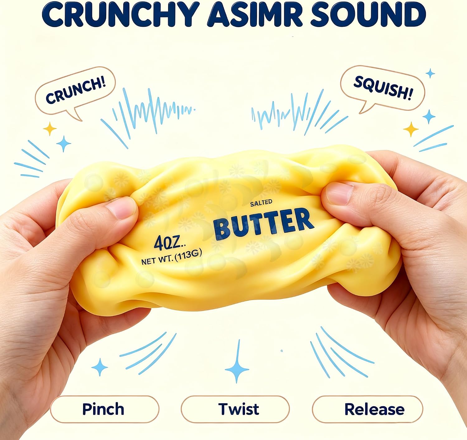 2Pcs Crunchy Squishy,Crunchy Butter Squishy Toys with ASMR Sensory Texture image 2