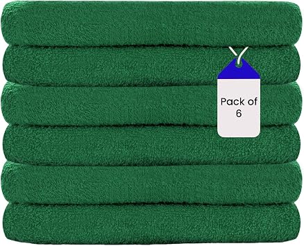 Luxury Hand Towels - 550 GSM, 16x27 Inch, Pack of 6, 100% Ring Spun Cotton - Soft & Highly Absorbent Salon Towels for Gym, Spa, Face, Hotel & Guest Use - Green