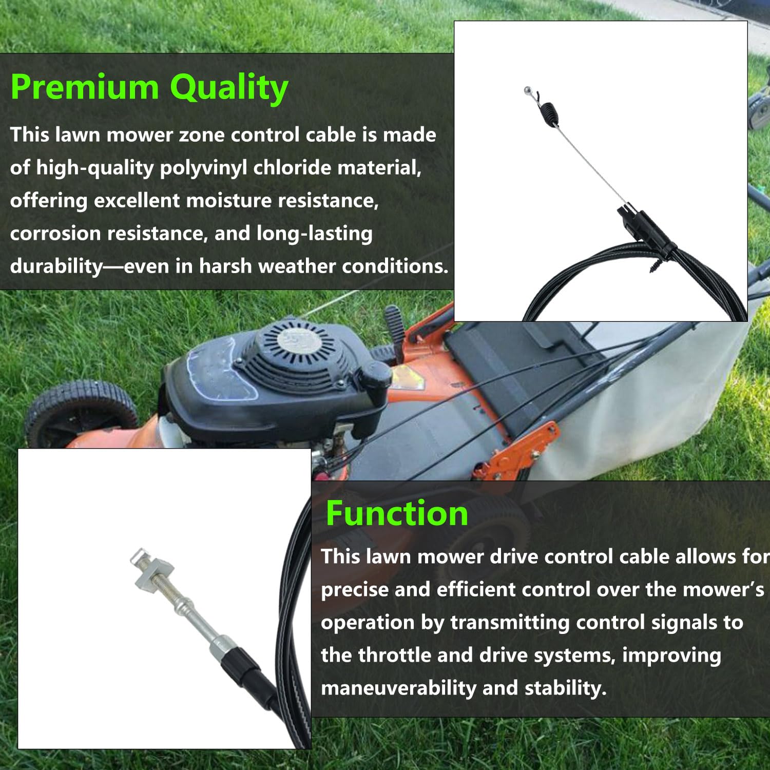 532197195 - Cable de control de accionamiento para cortacésped compatible con Husqvarna, cable del acelerador de cortacésped compatible con los modelos 6522 SH, 6522 SL, 67522 ES y 917.375350