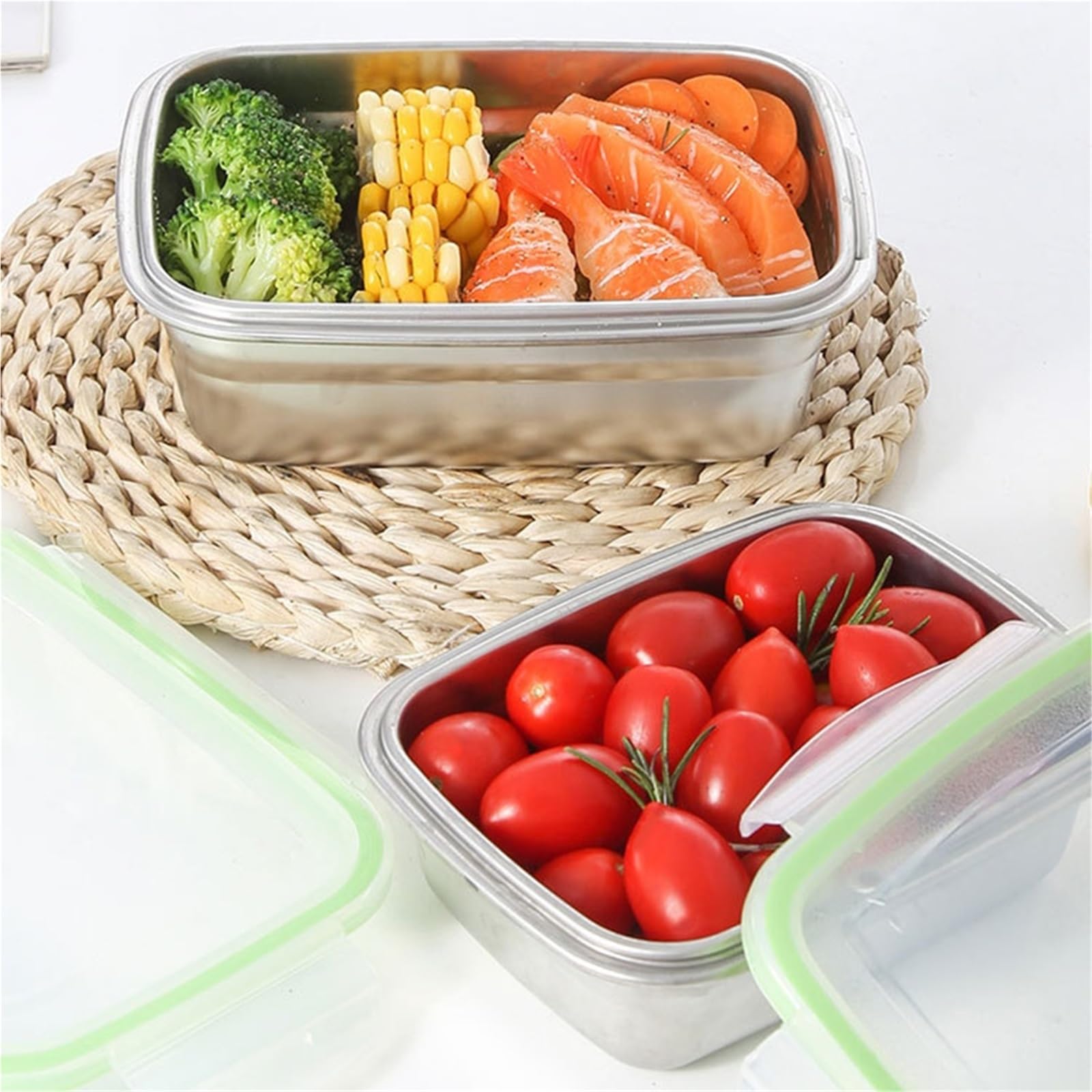 Recipientes para alimentos de acero inoxidable Fiambrera de acero inoxidable con aislamiento térmico y sellado for el hogar la oficina, 350 ml(16.5x12x6cm)