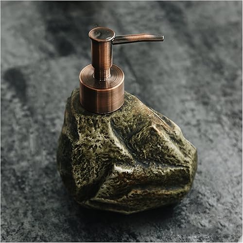 Dispensador de jabón de baño creativo de cerámica retro piedra champú, dispensador de gel de ducha líquido, dispensador de jabón, botella de
