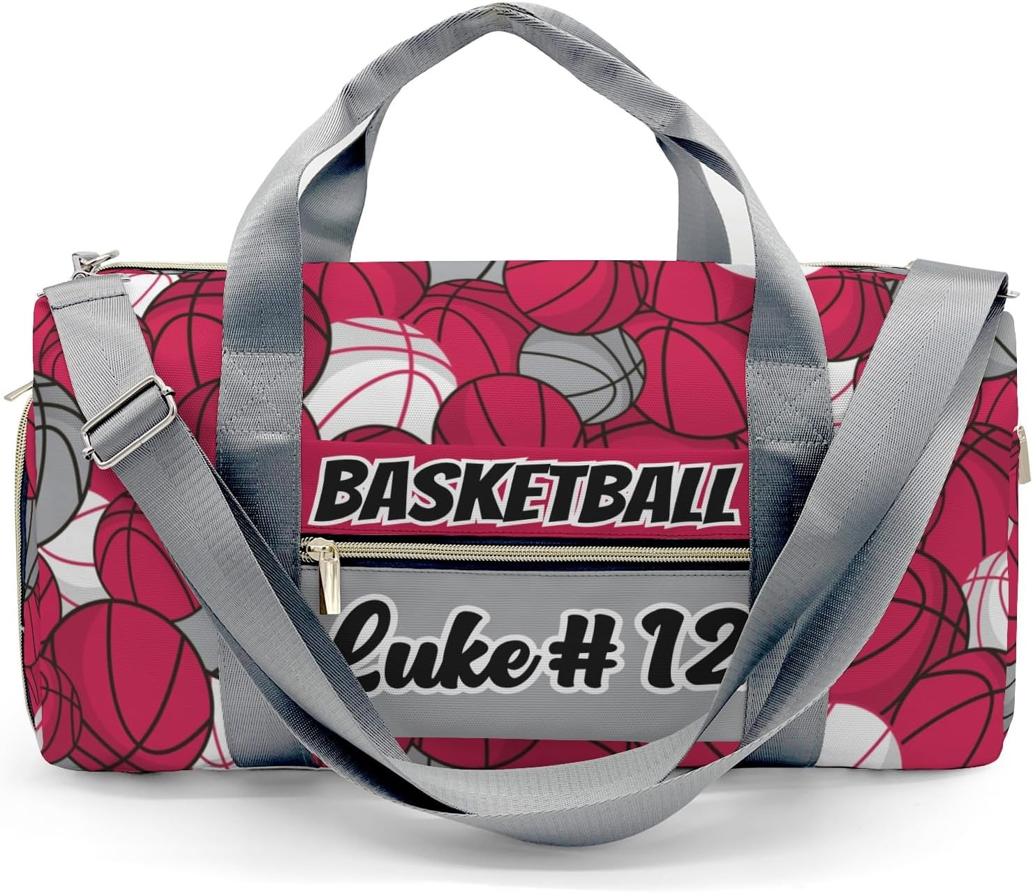 Basketball Pattern Gold Blue Customized Duffel Bags (Store Shoes) Weekender Overnight Bag Travel Bag Personalized Gift Gym Bags