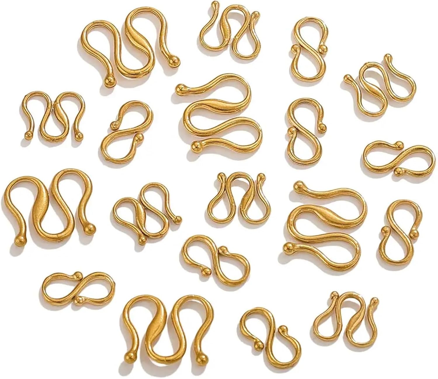 Cord Ends Caps 100pcs S M Shape DIY Necklace Clasps Hooks End Bracelet for Earring Jewelry Making(Steel Big M)