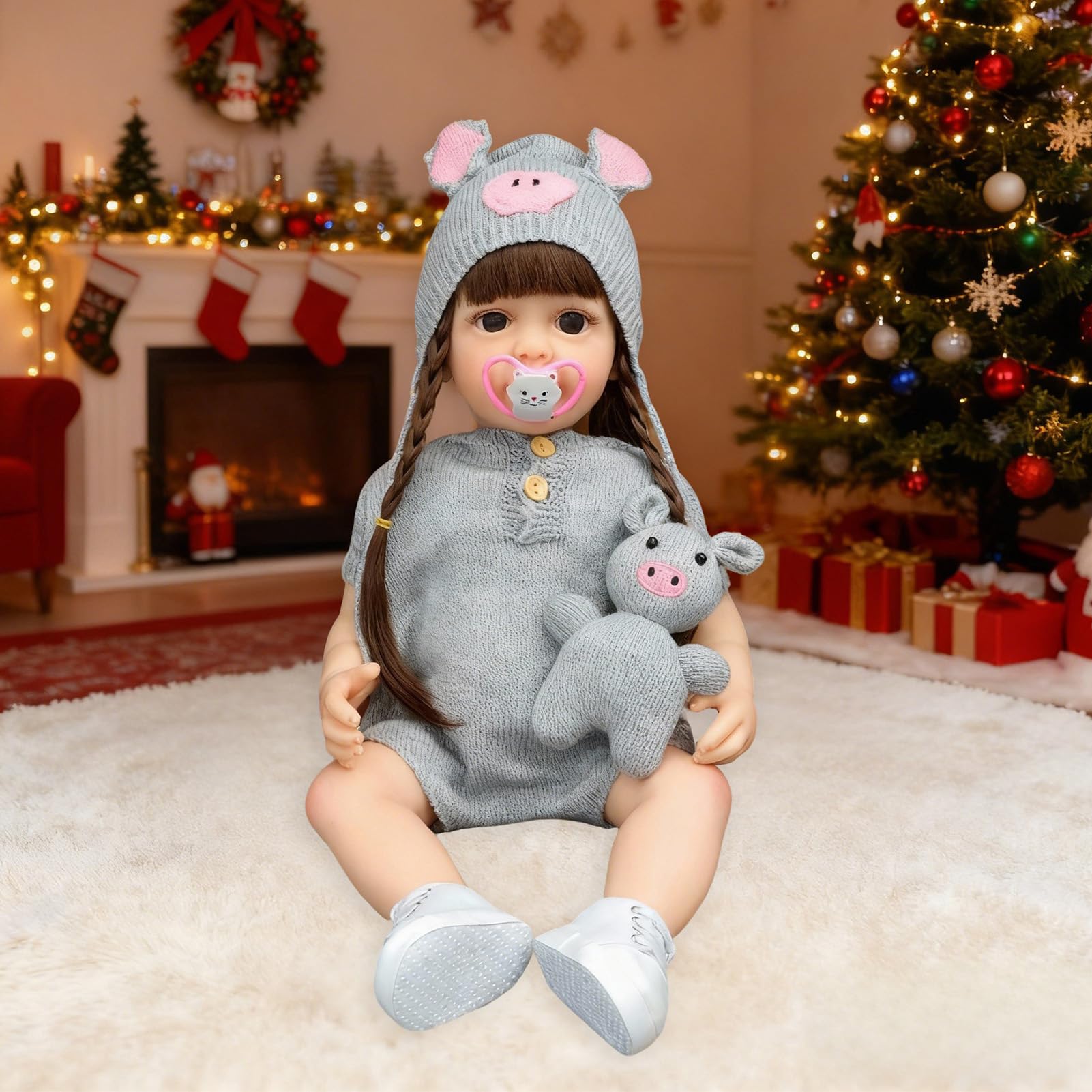 Amazon.com: JRLCGYP Reborn Baby Doll with Piggy Toy, 22” Lifelike