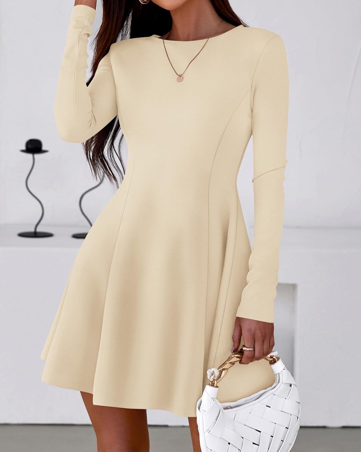 BTFBM Fall Dresses for Women 2026 Elegant Classy Flowy A Line Long Sleeve Business Homecoming Cocktail Sweater Dress - Image 5