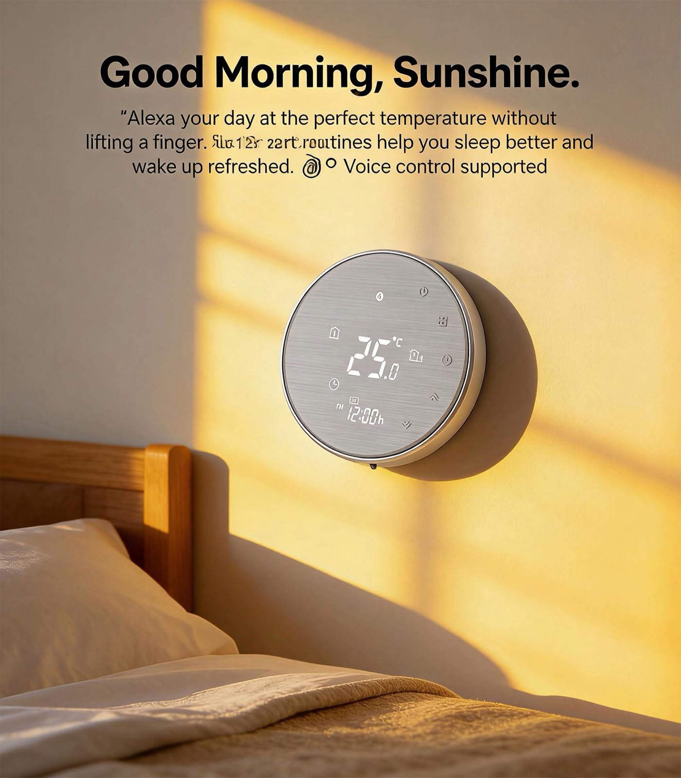 Smart Wifi Termostat Regulator temperatury Inteligentny klimatyzacja WIFI Okrągły termostat z 4-lampowym ekranem LCD, współpracuje z Alexa Google Home, chroni oczy,95~240V AC