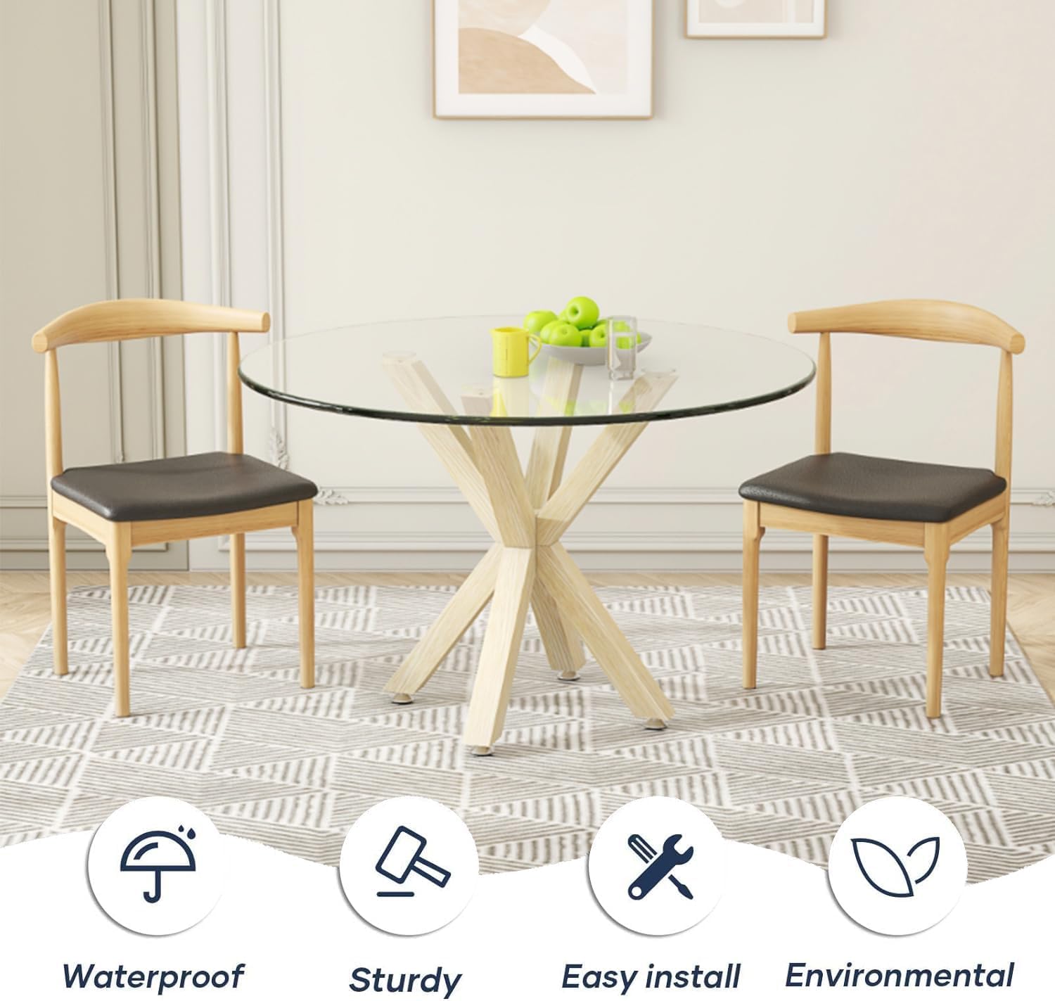 Metal Table Legs 28 Inch, Artistic Heavy Duty Dining Table Base with Suction Cups & Pre-Drilled Holes, Fits Glass Marble Wood Tops, DIY Desk Coffee Table Legs, 1000LBS Capacity, Natural Colour