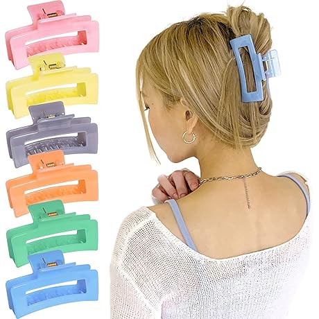 6-Piece Rectangle Claw Clips for Thick Pastel Hair