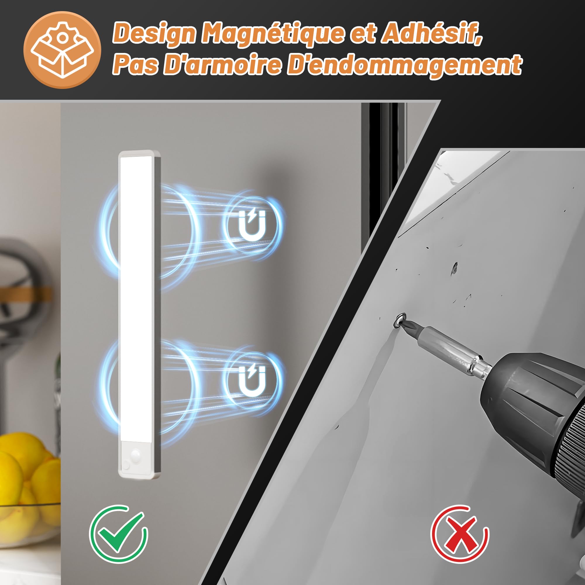 GWULC Luce LED Sottopensile Cucina Lampade LED Sottopensili 20CM Magnetiche a Batteria Sensore Movimento Armadio Ricaricabile USB Senza Fili Illuminazione Interno per Armadi e Schrank