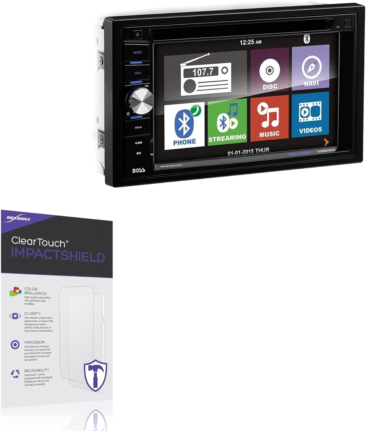 BoxWave Screen Protector Compatible With BOSS Audio BVNV9384RC - ClearTouch ImpactShield (2-Pack), Impenetrable Screen Protector Flexible Film