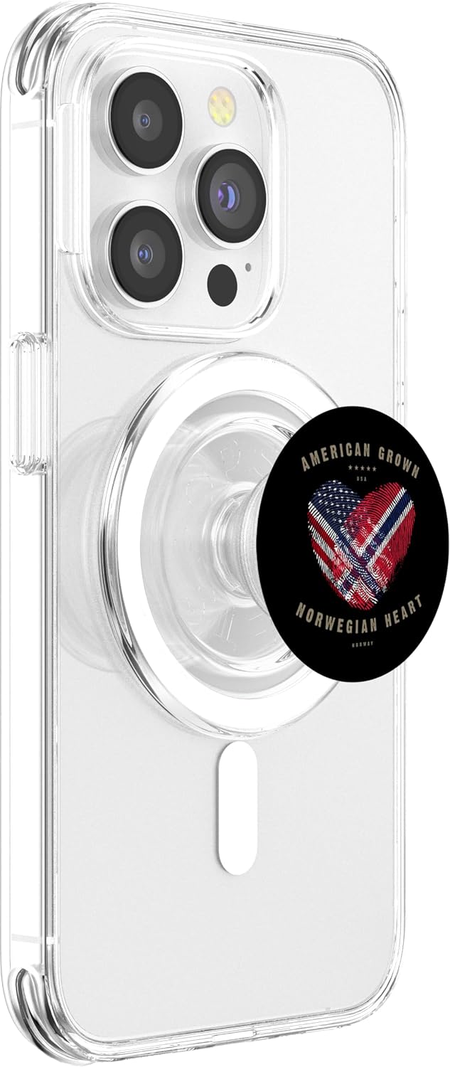 American Grown Norwegian Heart Love Norway Flag PopSockets Grip and Stand for Phones and Tablets PopSockets MagSafe PopGrip for iPhone
